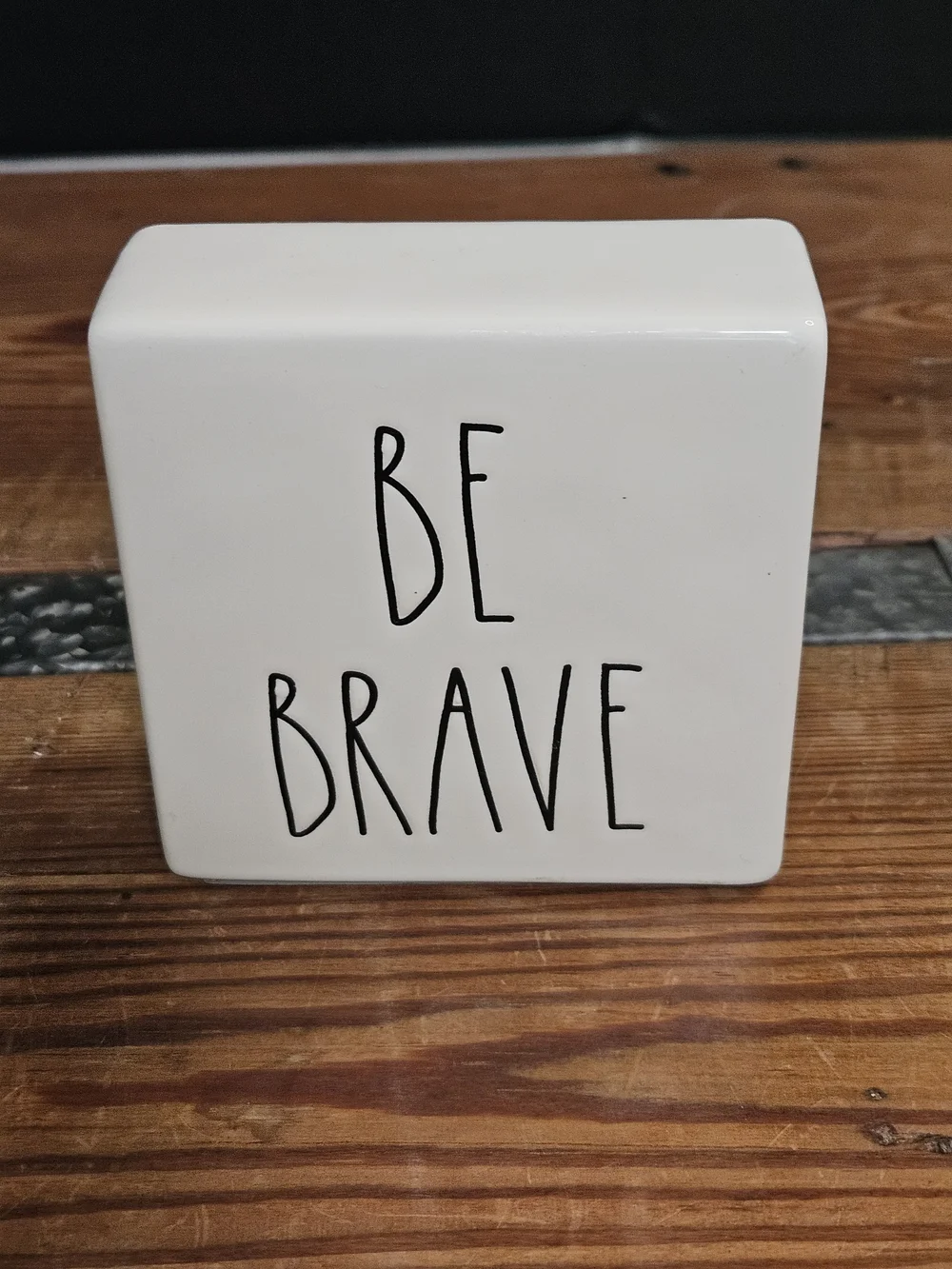 Rae Dunn White Ceramic Block Sign 